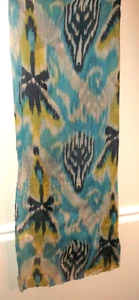 Blue Gold Design 100% Polyester Shawl Scarf 27 x 70 EUC - Picture 1 of 2