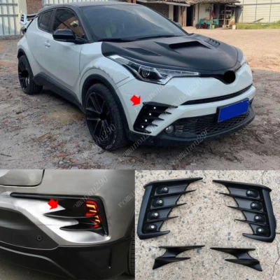 Para Toyota C-HR 2018-2019 Negro Brillante LED Delantero + Trasero Luz Antiniebla Cubierta Borde Foto 1 de 4