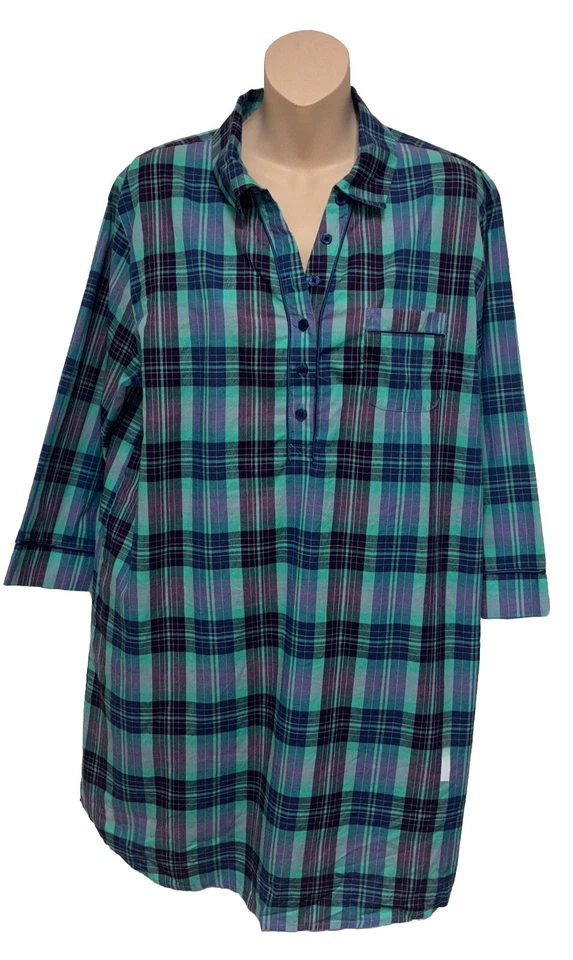 Joe Boxer Camisón Azul Púrpura Verde Rosa Pijama A Cuadros Para Mujer-L 100% ALGODÓN Foto 1 de 4