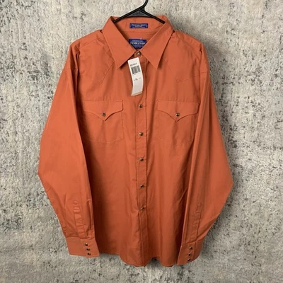 NEW Pendelton Frontier Shirt XL Pearl Snap Western Orange Long Sleeve Men - Image 1 of 4