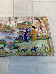 CHINESISCHE PLATTE BILDMOTIV + BODENMARKE + NUMMERIERT ECKIG + PORZELLAN - Bild 1 von 9