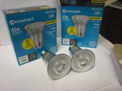 2 Twin pk EcoSmart LED Light Bulbs 45W Rep Bright White 450 Lumens Dimmable - Image 1 of 4