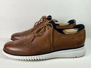 Herren 2.ZERØGRAND Laser Budapester Oxford Größe 10 Cole Haan Britisch Hellbraun-Elfenbein C2787 - Bild 1 von 10