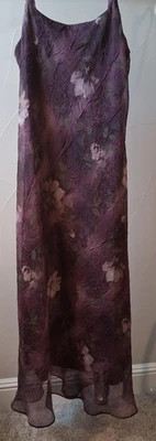 Maxi Vestido Vintage Jessica Howard Púrpura Floral Texturizado Talla 12P Y2K 90S  Foto 1 de 4