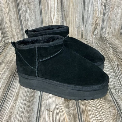 Botas Ugg para mujer talla 8 clásicas ultra mini plataforma negras gamuza lana sin cordones Foto 1 de 4