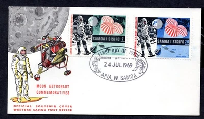 Samoa - 1969 Apolo 11 aterrizaje lunar primer día cubierta Foto 1 de 2