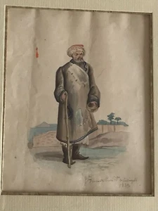 Tableau Peinture Aquarelle Originale Portrait Homme Constantinople Turquie 1839 - Imagen 1 de 12
