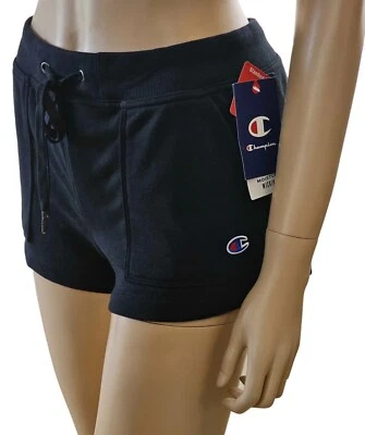 Pantalones cortos de felpa francesa Champion Campus negros para mujer Foto 1 de 4