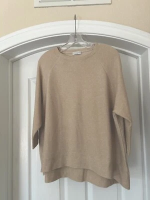 EUC BRUNELLO CUCINELLI  Beige Gold Shimmer Cashmere High Low Sweater S - Image 1 of 3