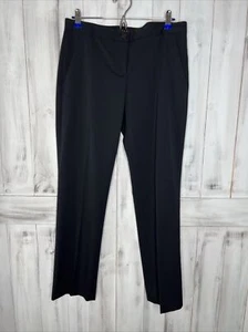 WOMEN THEORY BLACK STRAIGHT LEG MIDRISE VIRGIN WOOL BLEND OFFICE DRESS CAREER 10 - Picture 1 of 13