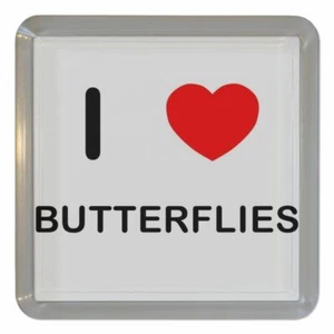 Posavasos de té de plástico Butterflies I Love alfombrilla de cerveza de plástico (95 mm x 95 mm) - Imagen 1 de 2