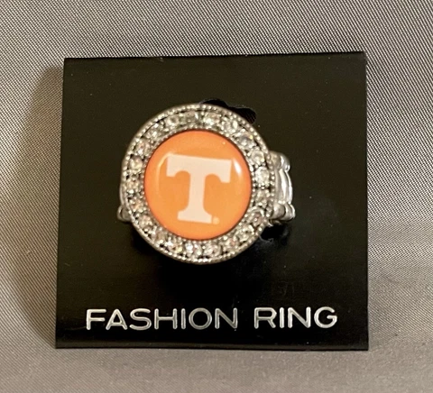 Tennessee Volunteers Circular Silver Tone Fashion Stretch Ring New NCAA Licensed Cover