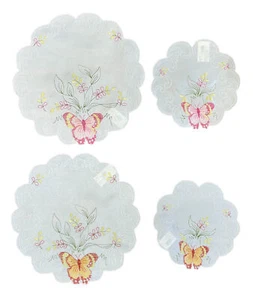 Paquete de 6 tapetes de mariposa bordados tradicionales de mantelería Doyley 8" o 12" - Imagen 1 de 24
