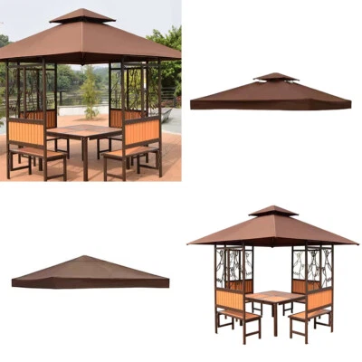 US 10'x10' Waterproof Gazebo 1 2Tier Top Replacement Canopy UV Sunshade Cover