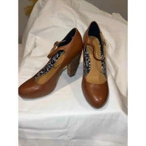 CROWN VINTAGE Damen-Pumps 9M TESS honigbraun Blockabsatz klassisch Retro-Absatz - Bild 1 von 12