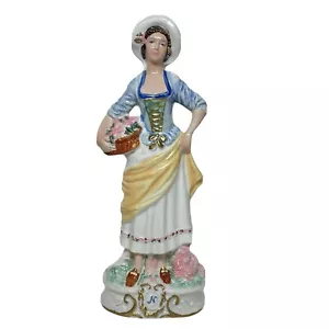 Capodimonte Hand painted 13” Figurine Woman Holding Basket Flowers Signed EUC - Picture 1 of 12