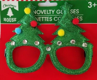 Árbol de Navidad Gafas Brillo Disfraz Accesorio Foto utilería Novedad DIVERTIDO NUEVO Foto 1 de 2