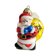 Thomas Pacconi Santa Claus Christmas Ornament Gold Toy Bag 3.5" Blown Glass