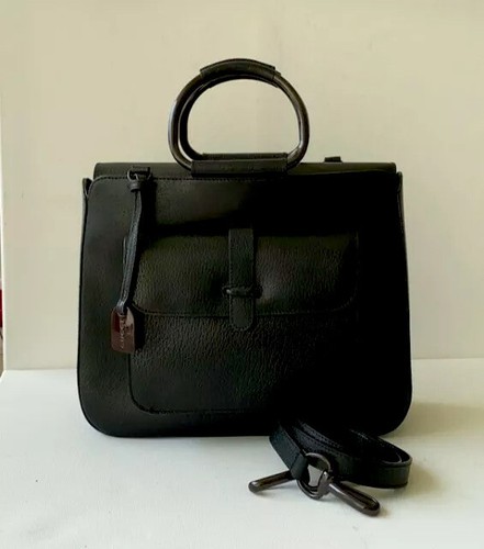 AUTENTICA borsa vintage Gucci in pelle nera manico con cinturino rimovibile