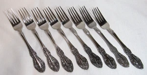 Japón PRIMAVERA Desconocido Fabricante Ocho (8) Tenedores de Cena de Acero Inoxidable GC - Imagen 1 de 10