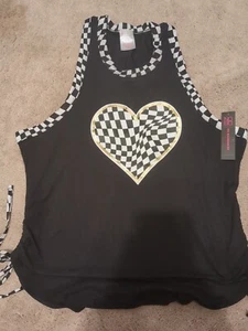 Nwt No Boundaries black white gold Tank Top Girls L 11/13 heart - Picture 1 of 8