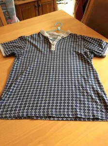 boys clothes 8-9 years Matalan Grey Blue Patterned Cotton Mix Polo Shirt Top - Picture 1 of 3