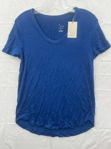 NUEVO CON ETIQUETAS A New Day Para Mujer Camiseta Azul Cuello Redondo Mangas Cortas Elastizadas Talla XS Pequeña - Imagen 1 de 5