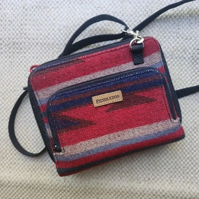 Pendleton Bandolera Cremallera Alrededor Bolso Suroeste Lana Azteca Cartera Organizador Bolso sin asas Foto 1 de 4