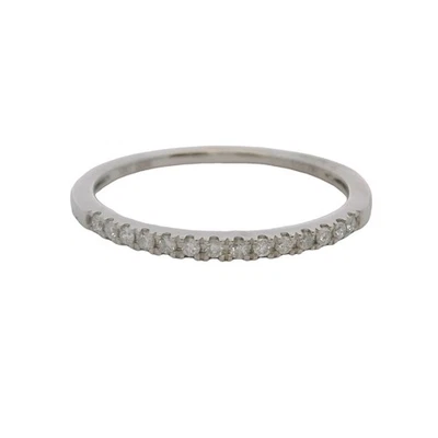 10kt White Gold and Diamond Thin Dainty 1.6mm Stackable Wedding Band Ring Size 7 - Image 1 of 4