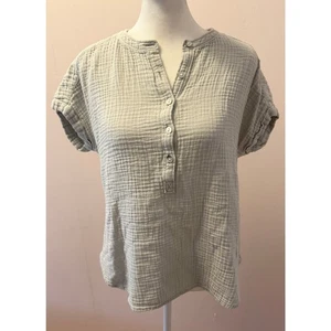 FAHERTY Organic Cotton Dream Cotton Textured Gauze Desmond Top Size XS - Picture 1 of 5