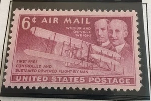 Estampilla de correo aéreo de los hermanos Wright de 6 centavos de 1949 - Imagen 1 de 1