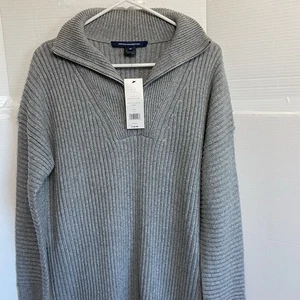 French Connection Lana Knits Half Zip Dress Gray XS NWT Wool Blend $168 MSRP - Picture 1 of 8