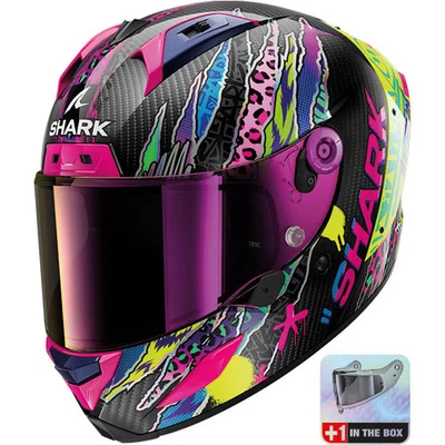 Shark Aeron Motorcycle Full-Face Race Helmet - Fawn Carbon / Violet / Yellow - Image 1 of 4