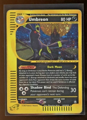 2003 Aquapolis Umbreon Holo Foil Rare H29/H32 WOTC E-Reader Pokemon Vintage - Image 1 of 2