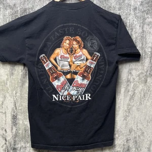 Vintage Y2K Coors Light “Nice Pair” T Shirt Mens Medium Black 2004 Hot Girls - Picture 1 of 6
