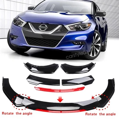 For Nissan Maxima Black+Red Car Front Bumper Lip Spoiler Splitter Body Kit - Imagem 1 de 4