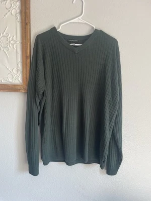 Suéter tejido acanalado verde cuello en V talla XL vintage Consensus Sportswear para hombre Foto 1 de 4
