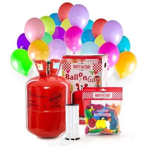 Ballongas Helium im Set mit 50 Luftballons und Schnur Einwegflasche Party - Bild 1 von 6
