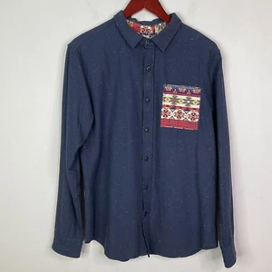 On The Byas Southwest Aztec Long Sleeved Button Up Shirt Mens Medium Cotton - Picture 1 of 9