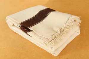 Vintage Textile Throw Antique Wool Blanket Coverlet Unused Signed Early 20th - Picture 1 of 10