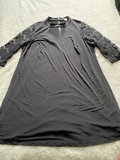 Jessica Howard Women Size 24W Black Mesh 3/4 Sleeve A-Line Dresses (D1)