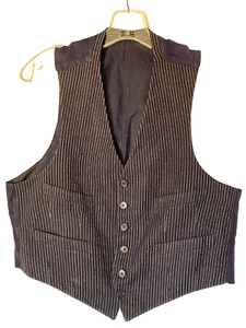 1940s~50's 4 Pocket Midnight Blue Single Dot Pin Strip Wool vest - Picture 1 of 6