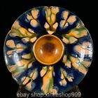 8.2" Old Chinese Tang Sancai Ceramics Pottery Dynasty Sun Flower Calyx Tray disc