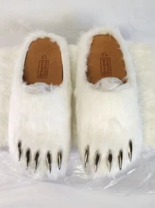 Bravest Studios White Bear Claw Mules | Mens Sz 11 | Silver Claws Brown Fur Box - Picture 1 of 17