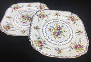 Royal Albert 2 Dessert Plates Petit Point Square England Floral Hampton 84994 7" - Picture 1 of 4