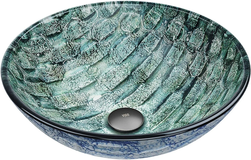 Vigo Oceania Glass Vessel Round Bathroom Sink VG07049