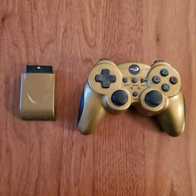 Rare Datel Wireless PS2 Controller With Receiver/Dongle (Gold) - Image 1 of 4