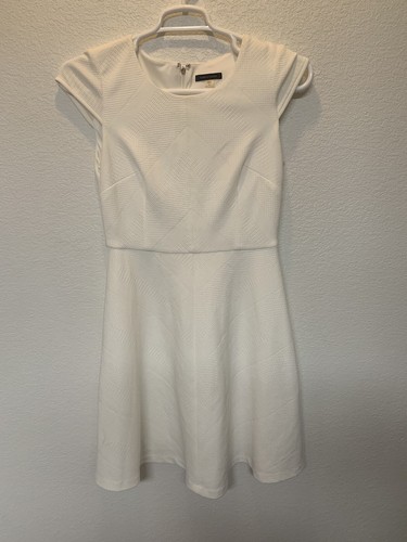 OFF WHITE Tommy Hilfiger abito swing donna 8 bianco sporco misto lino floreale estate primavera