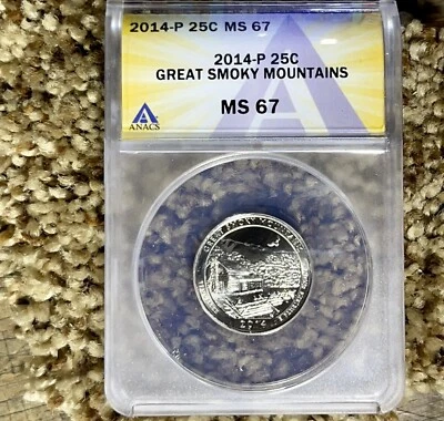 2014 P 25c Anacs MS67 GREAT SMOKY MOUNTAINS NP America the Beautiful Quarter - Image 1 of 2