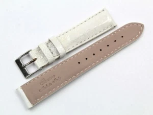 Bracelet En Cuir D'Autruche Blanc De Haute Qualité Pour Montres ANSA 18MM NEUF - Imagen 1 de 4